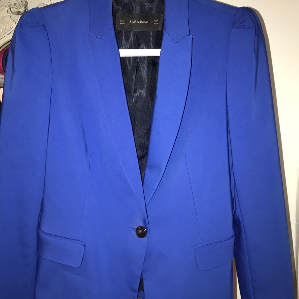 Zara Basic blue navy cobalt blazer medium